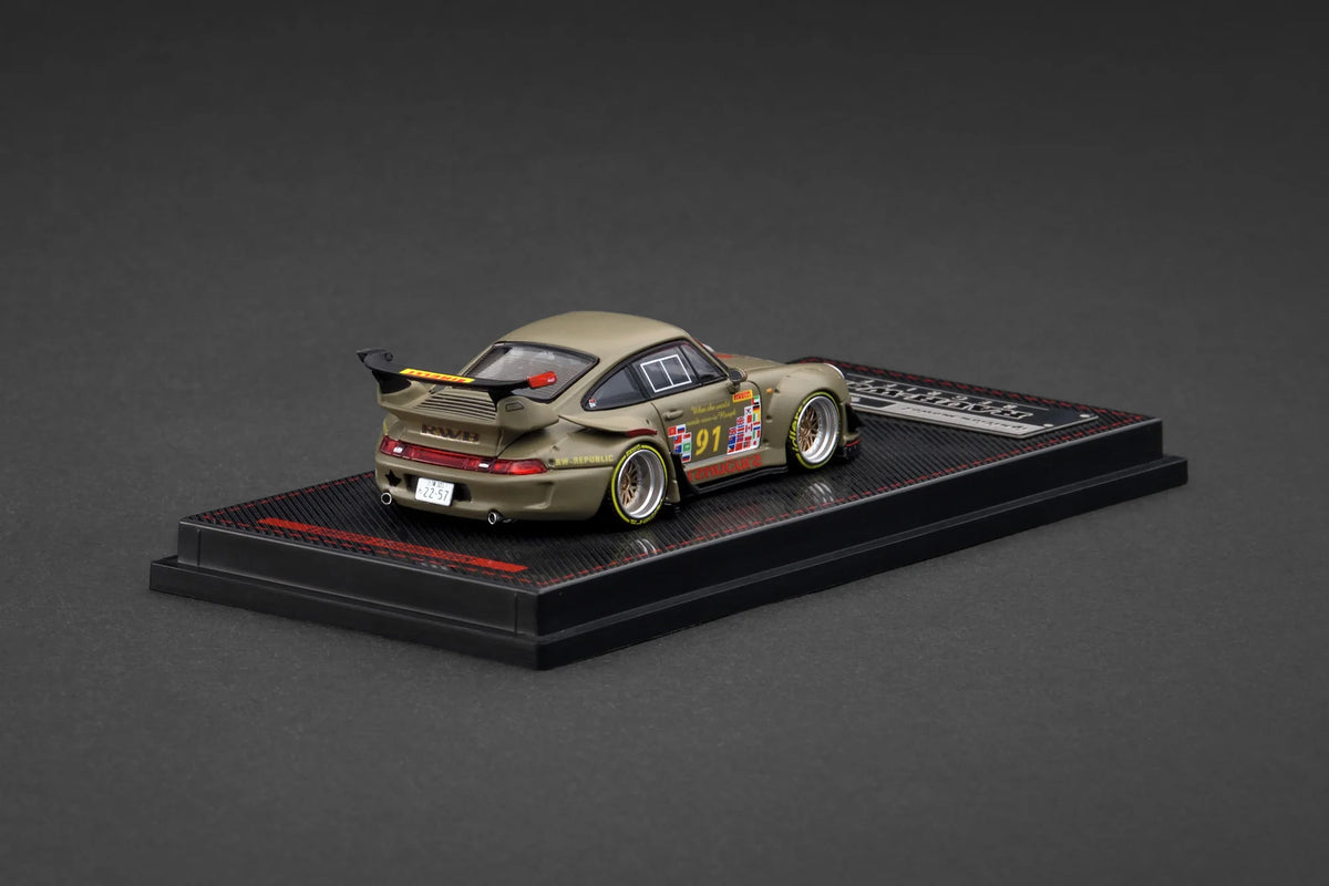 IG3873 Porsche RWB 993 Matte Green 1/64 Ignition Model