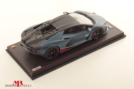 MR Collection 1/18 Lamborghini Revuelto NA63 (Blu Marinus w/Livery Bianco Monocerus)