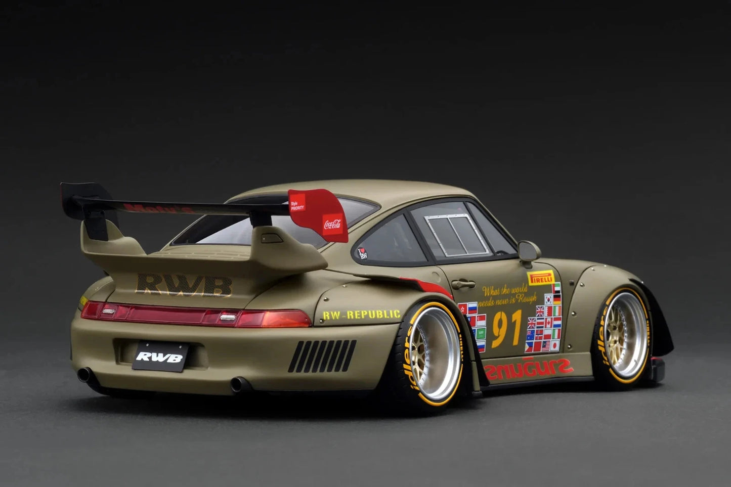 IG3626 Porsche RWB 993 Khaki 1/18 Ignition Model