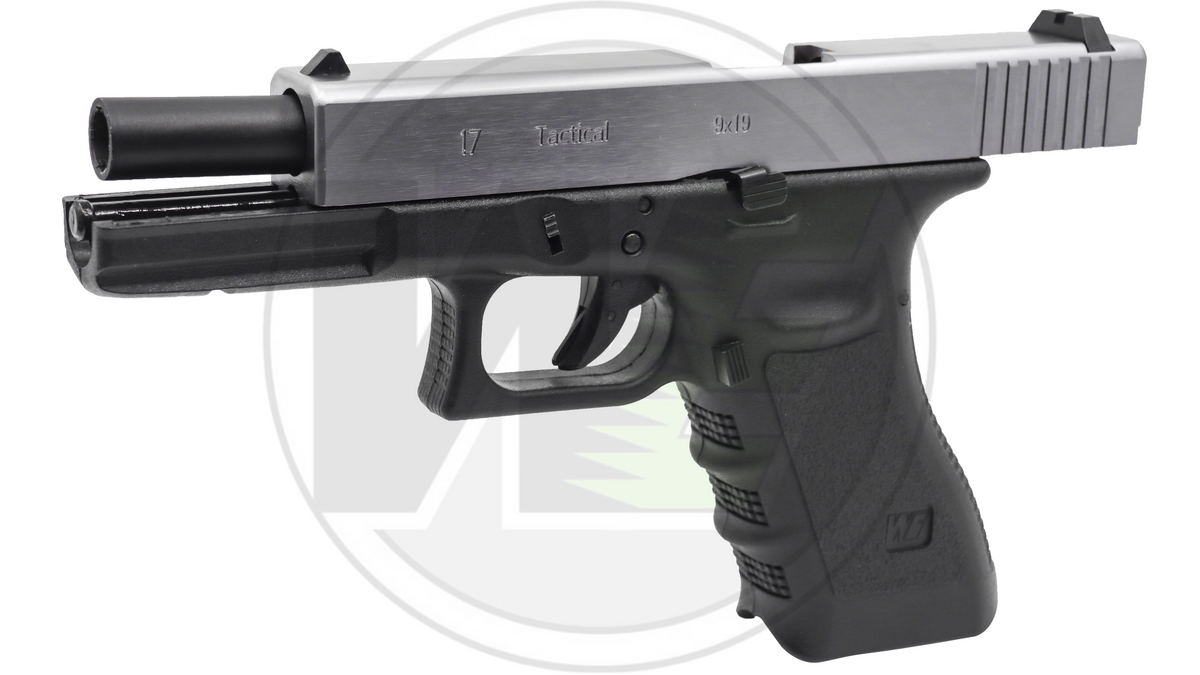 WE G17 (Silver) Green Gas Airsoft Pistol