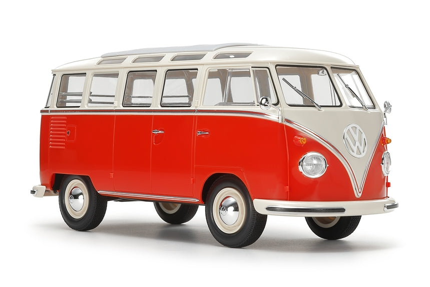 Tamiya 1/24 Volkswagen Type 2 (T1) Red/White - CLIC LOC Model Kit (NO PAINT/NO GLUE) - Nov Arrival