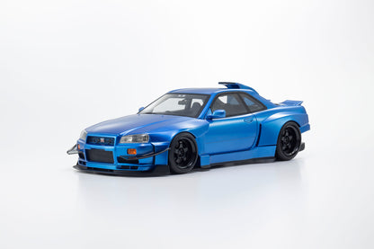 Kyosho Samurai 1/18 Nissan Skyline GT-R R34 Khyzyl Saleem (Blue) - Oct End Release
