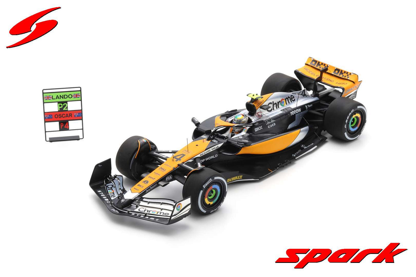 Spark 1/18 McLaren MCL60 No.4 2nd British GP 2023 Lando Norris w/Pit Board