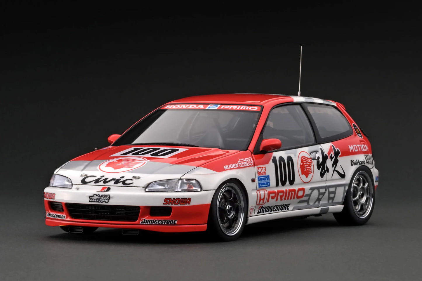 IG3353 出光 MOTION 無限  Honda CIVIC (#100) 1993 JTC EG6 1/18 Ignition Model