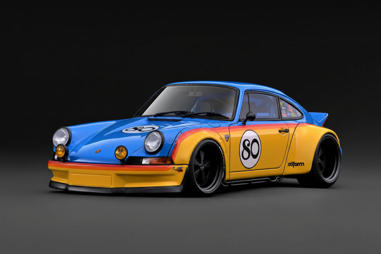 IG3877 Porsche RWB Backdate (Yellow/Blue) 1/18 Ignition Model PRE-ORDER