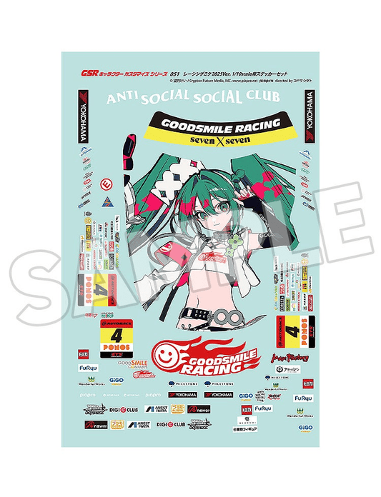 GSC R/C 1/10 Racing Miku 2025 Sticker Sheet (PRE-ORDER)