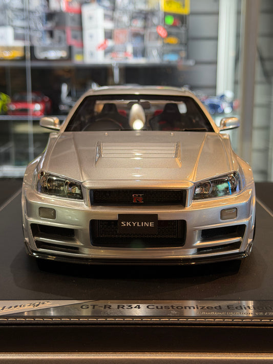 IVY 1/12 Nissan Skyline GT-R R34 Customized Edition (Silver) w/Acrylic Case