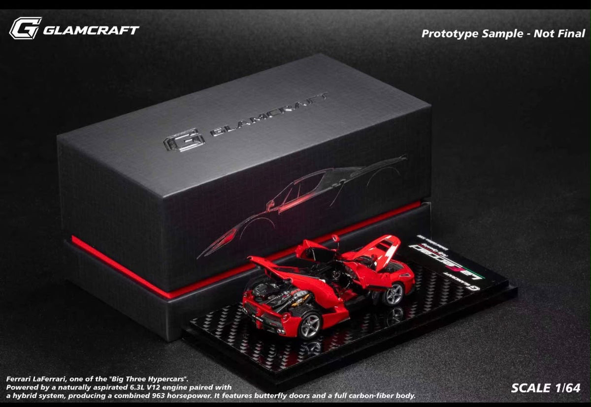 Glamcraft 1/64 Ferrari LaFerrari - Red (Fully Opening Diecast) PRE-ORDER