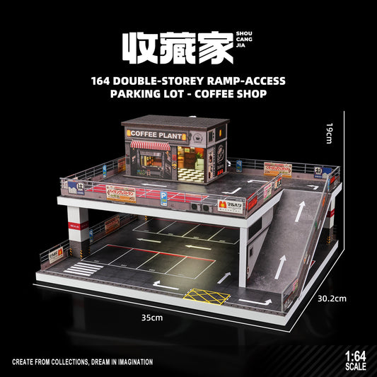 Shou Cang Jia 1/64 Parking Lot Diorama (Coffee Shop) 2 Floor Parking #73451A
