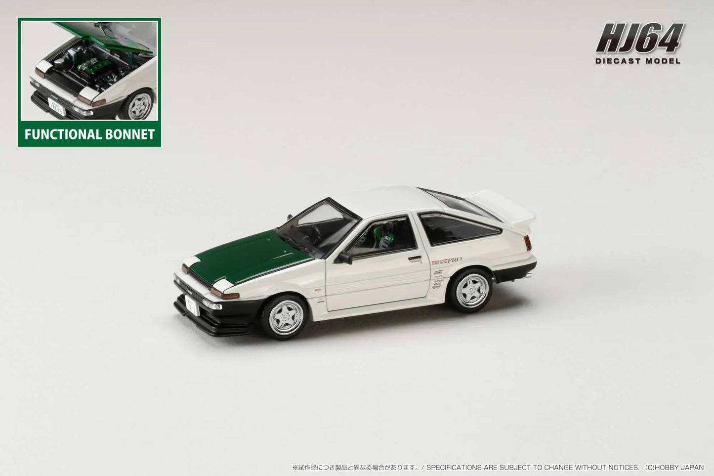 Hobby Japan 1/64 Toyota Sprinter Trueno (AE86) DRIFT KING Tsuchiya White