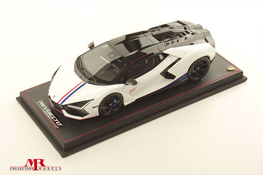 MR Collection 1/18 Lamborghini Revuelto NA63 (Bianco Sideralis w/Livery Rosso Mars)