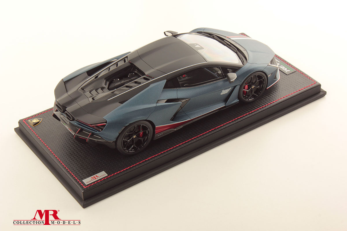 MR Collection 1/18 Lamborghini Revuelto NA63 (Blu Marinus w/Livery Bianco Monocerus)