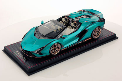MR Collection 1/18 Lamborghini Sian Roadster (Blu Uranus)