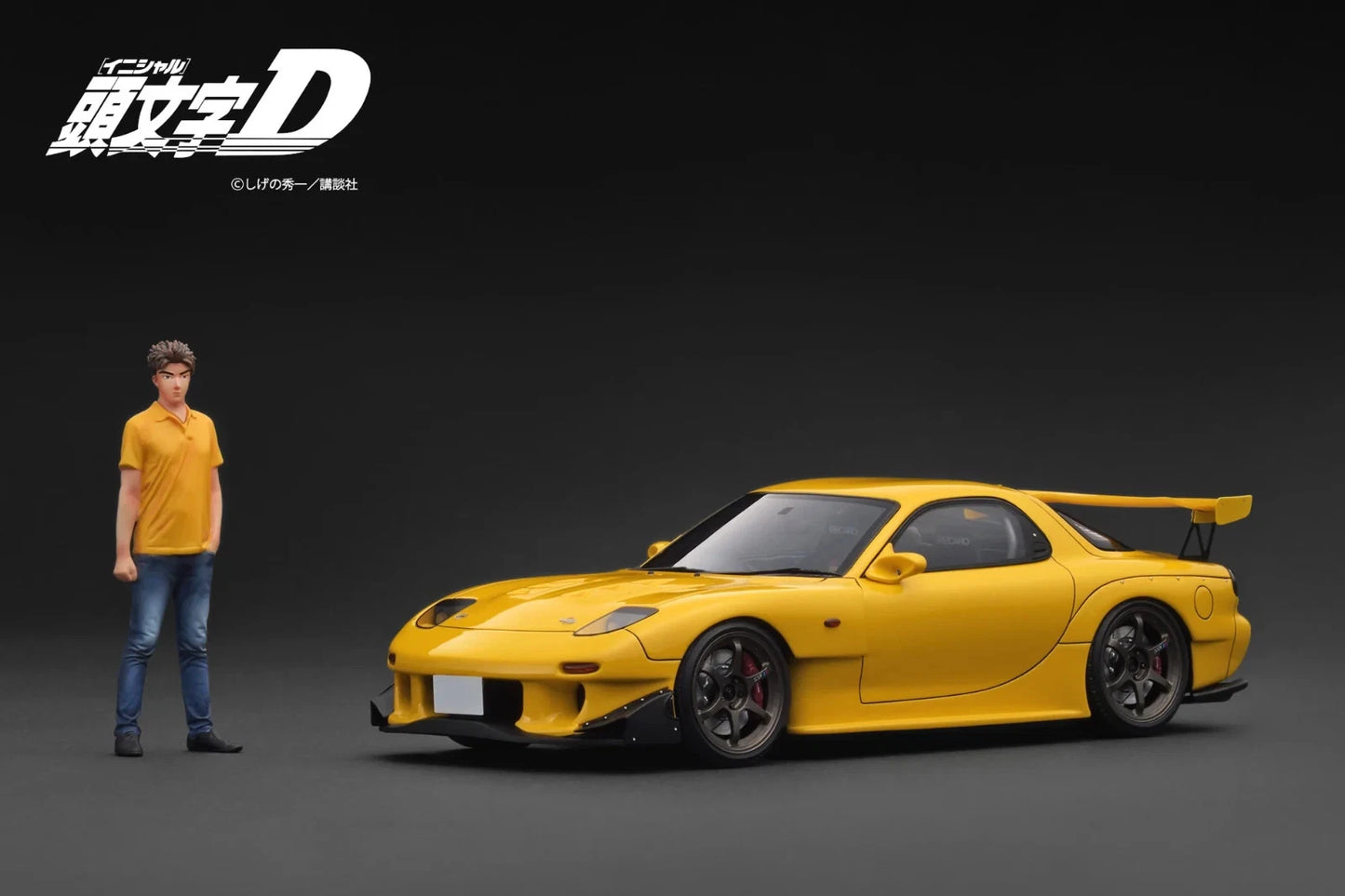 IG3800 INITIAL D Mazda RX-7 (FD3S) Yellow w/Keisuke Takahashi 1/18 Ignition Model
