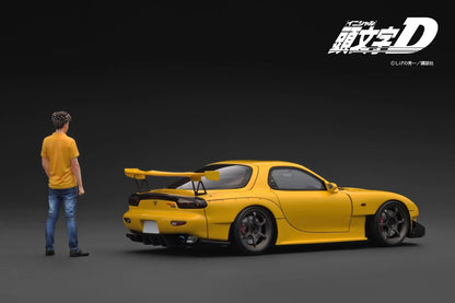 IG3800 INITIAL D Mazda RX-7 (FD3S) Yellow w/Keisuke Takahashi 1/18 Ignition Model