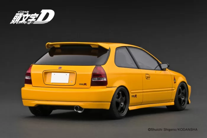 (ETA Mid-Feb) IG3629 INITIAL D Honda Civic (EK9) Type R (Yellow w/Carbon Hood) 1/18 Ignition Model - Image 2